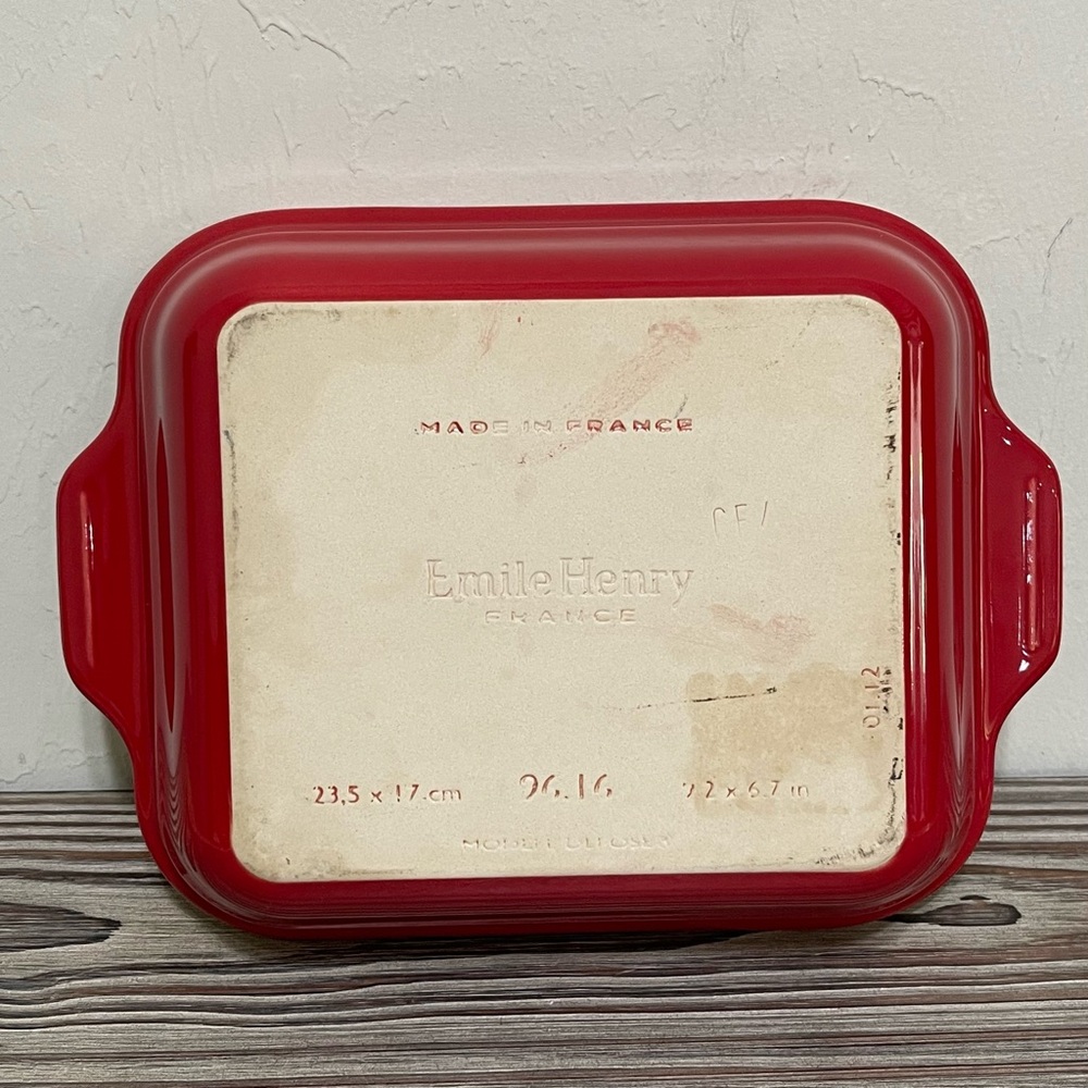 Emile Henry France Modern Classics Ceramic Rectangular Baking Dish Red 9.2"x6.7" - Picture 3 of 17